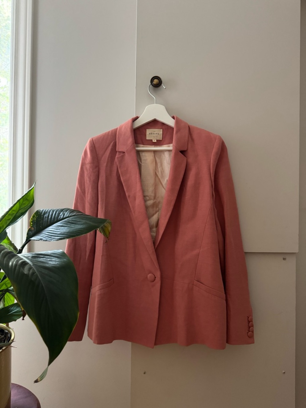 Sezane Gracie Dusty Rose Single-Button Blazer